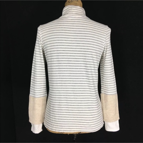 Studio Clip Top S Turtleneck White Gray Stripe - Picture 3 of 5
